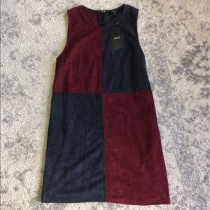 NWT Very J Suede Color Block Shift Dress sz S